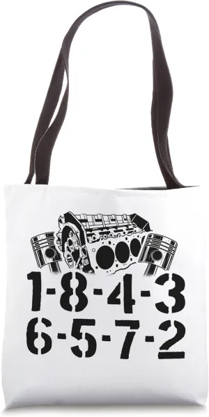 1-8-4-3-6-5-7-2 Firing Order Big Block V8 Car Guy Garage Tote Bag