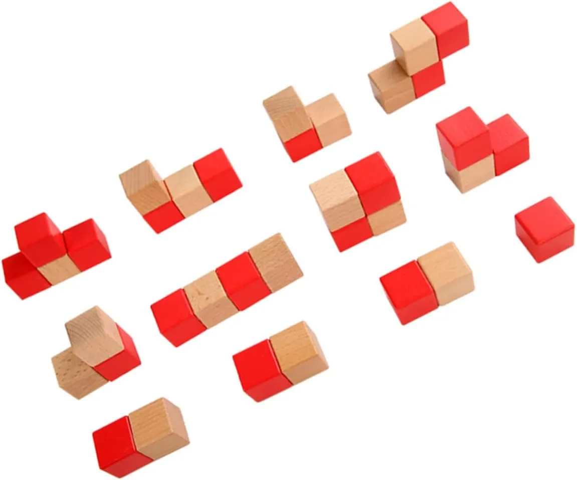 1 Set Two Color Building Blocks Wood Cube for Early Education Enhances Color Recognition Imagination and Hand Eye Coordination Skills