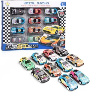 10 Packs in A Color Box Mini Toy Car Set Children Boy Pull Back Racing Alloy Car.
