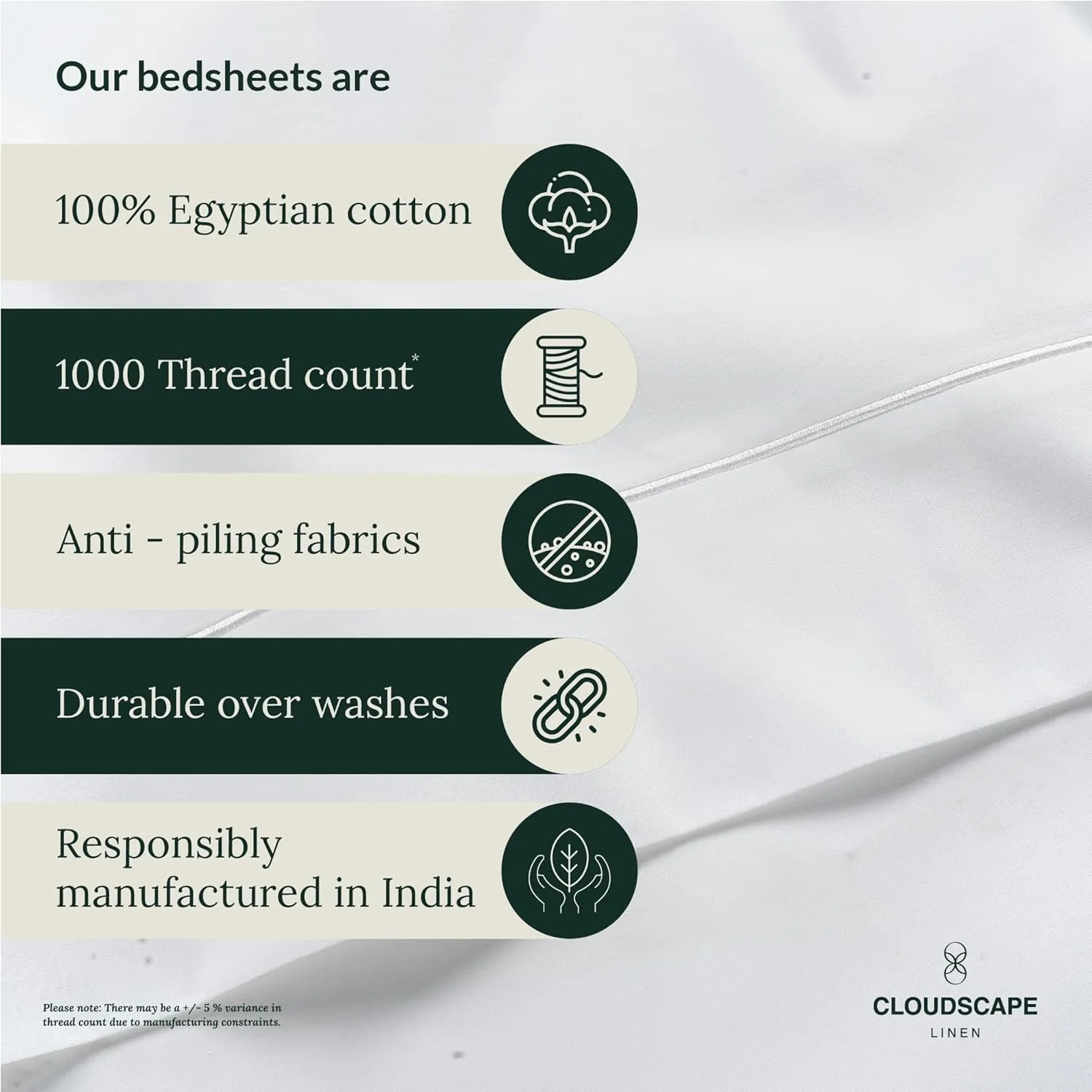 100% Egyptian Cotton Sheets Queen Size Bed Set, 4 Pieces Luxury Bedding Sheet, 1000 Thread Count,Hotel Quality, Silky Soft, Breathable and Durable, Deep Pockets up to 17,White