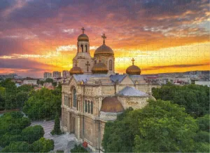 1000 Pieces Puzzles for Adults - Sunset Over The Cathedral The Assumption Varna Aerial View Best Challenging Puzzles for Cognitive Workout - Safe Eco-Friendly - Most Popular Leisure Activities
