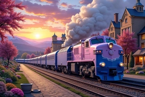 1000 Piece Sunset Train Jigsaw Puzzle Scenic Landscape Puzzle for Adults Challenging Relaxing Activity Beautiful Artwork Great Gift Idea Quality Pieces