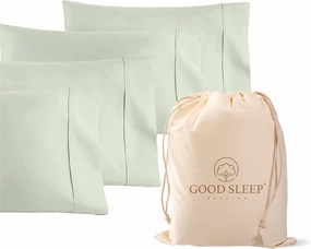 1000 TC Sage Standard Pillowcases Set of 4 100% Egyptian Cotton Pillow Cases with Long Staple Cotton & Sateen Weave, Silky Soft Hotel - Like Bed Pillow Covers for Comfy Sleeping, Snug Fit