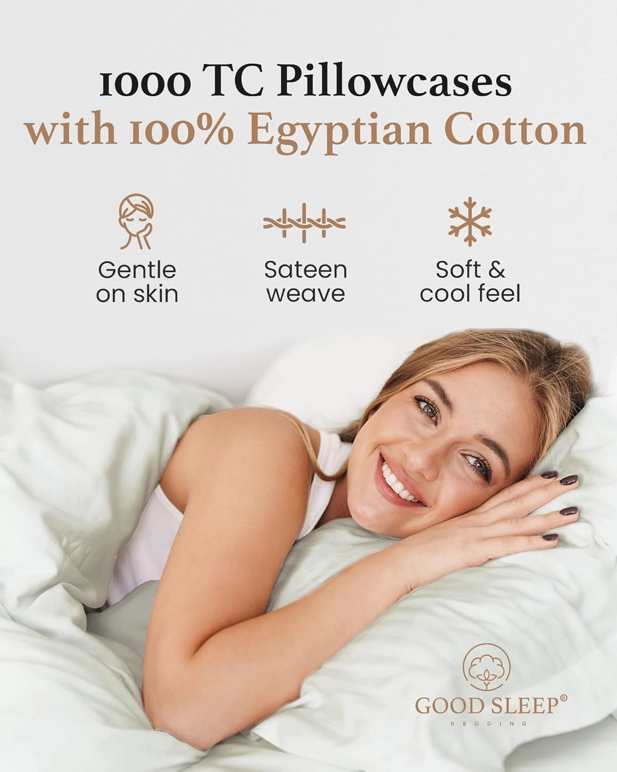 1000 TC Sage Standard Pillowcases Set of 4 100% Egyptian Cotton Pillow Cases with Long Staple Cotton & Sateen Weave, Silky Soft Hotel - Like Bed Pillow Covers for Comfy Sleeping, Snug Fit