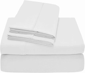 100% Pima Cotton 400 TC 4-Piece Top Split Head King Sheets for Adjustable Beds, Designed for Sleep Number Beds- 36'' Split from The Top, 15" Deep Pocket Fit - White
