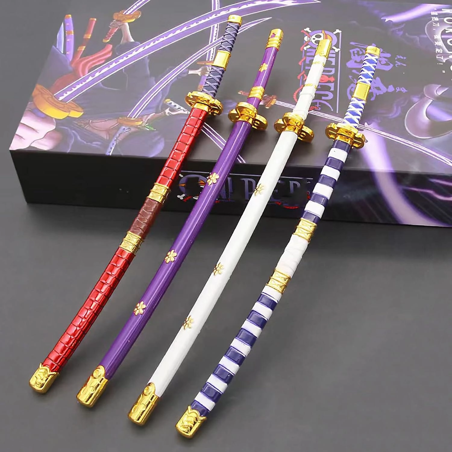 10'' Zoro Samurai Sword Anime Roronoa Shusui/Wado Ichimonji/Kitetsu/Yubashiri Sword Mini Metal Katana Collection Gift