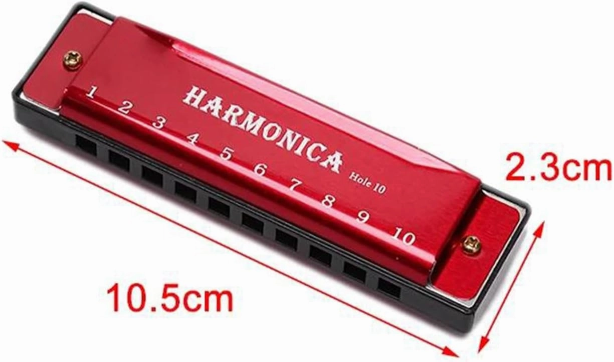 10 Hole Harmonica Musical Instrument Beginner Teaching Playing Gift Copper Core Resin Harmonica with Box(Gold)