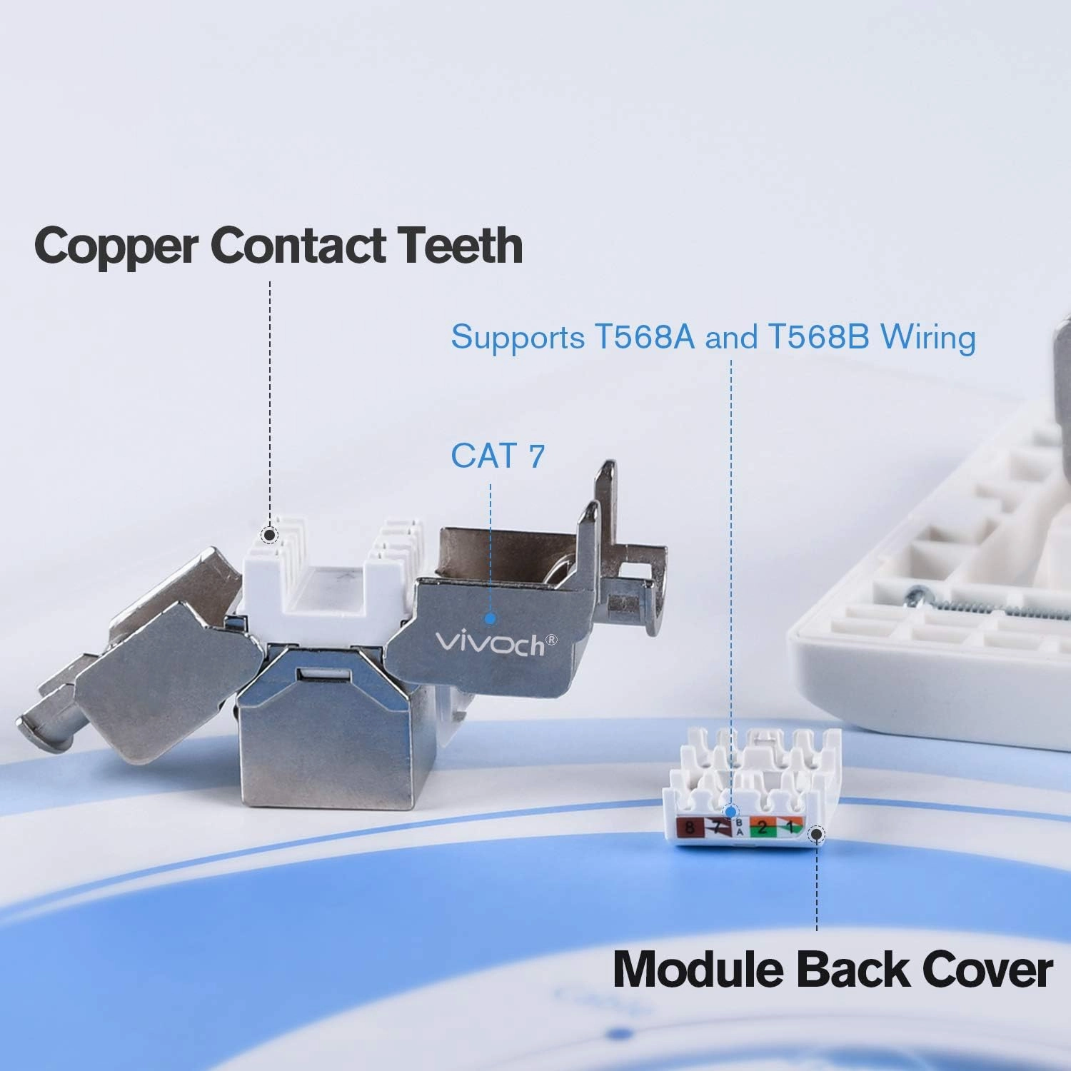 10 Pcs Cat7 Keystone Jack, Cat7 RJ45 FTP Tool-Less Type Zinc Alloy Module Shielded Keystone Jack Adapter 10 Gigabit Modular Jack