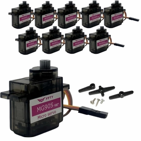 10 Pcs MG90S Servo Motor-Metal Gear 9g Micro Servo for RC Car Robot Helicopter, Mini Servos for Arduino Project(10pcs MG90S)