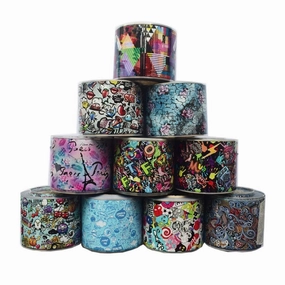 10 Rolls Painting Nail Foil Set 50m×4cm Cartoons Tower Letter Design Nail Art Stickers Graffiti Starry Sky Paper DIY Nails Slider Decoration Set