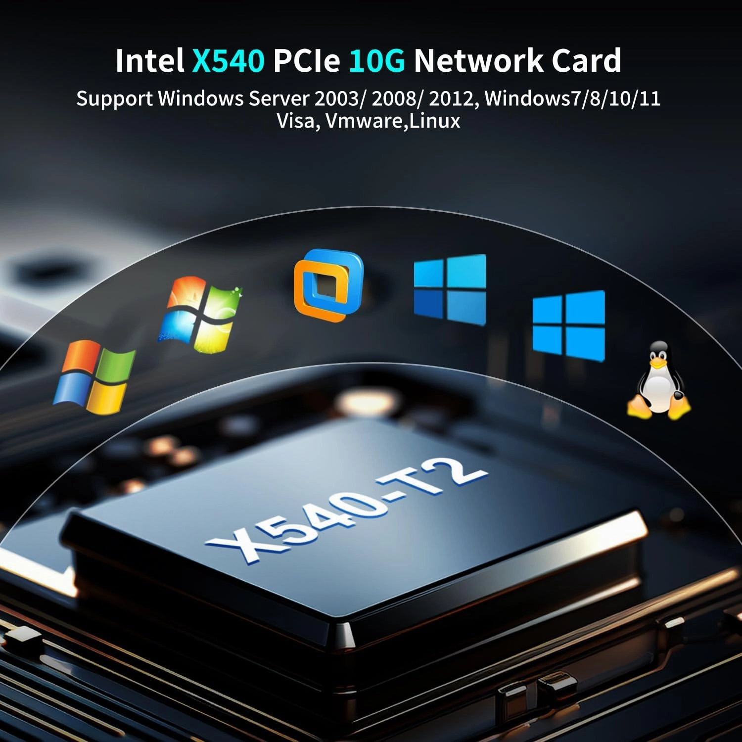 10Gb Dual LAN Base-T PCI-e Network Card, Intel X540 Controller, NICGIGA 10Gbps Ethernet Adapter, 2 * 10Gbe RJ45 Port, 10G NIC Card, Support Windows/Windows Server/Linux/Vmware/ESX