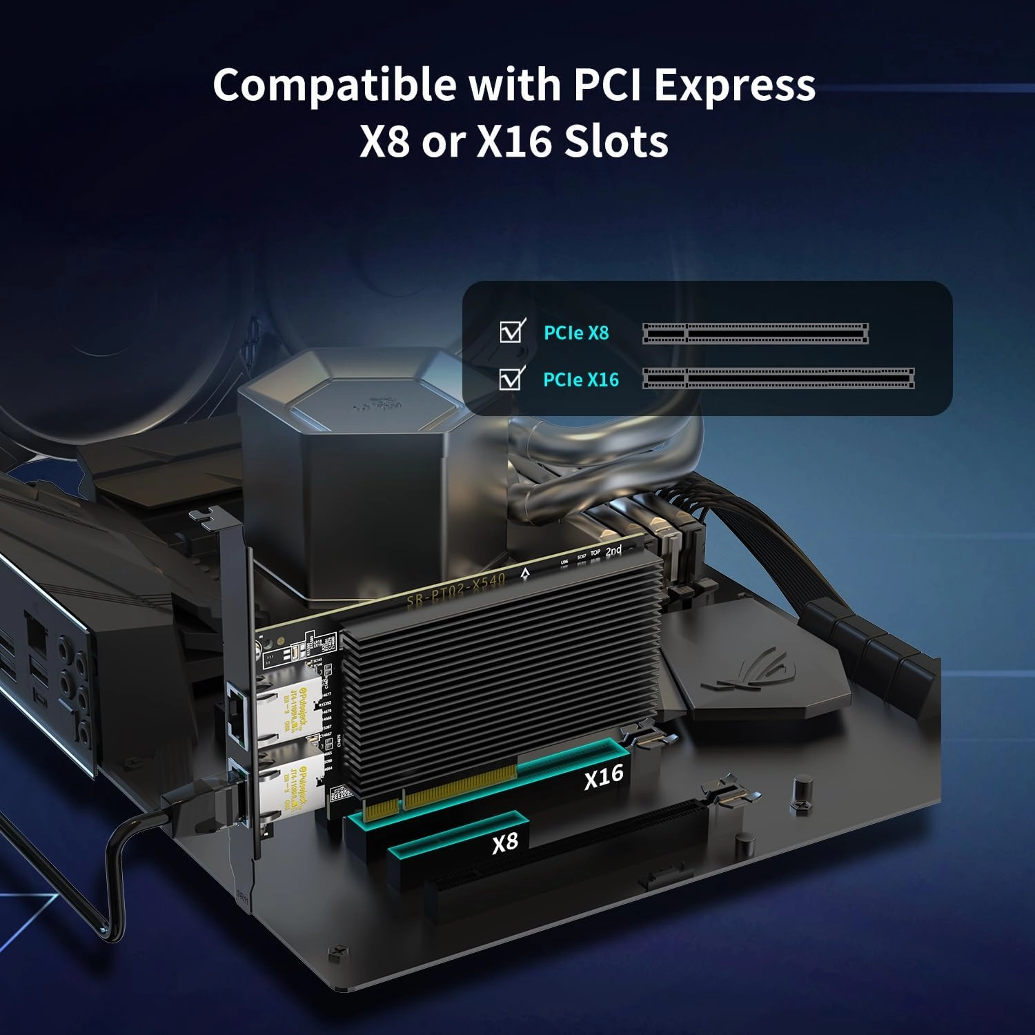 10Gb Dual LAN Base-T PCI-e Network Card, Intel X540 Controller, NICGIGA 10Gbps Ethernet Adapter, 2 * 10Gbe RJ45 Port, 10G NIC Card, Support Windows/Windows Server/Linux/Vmware/ESX