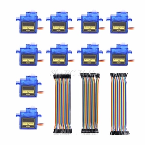 10PCS SG90 SG 90 9G Mini Micro Servo Horns   Multicolored Dupont Wire for RC 250 450 Helicoper Airplane Car Ship Boat Robot