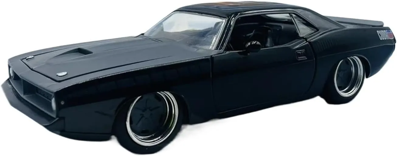 1:24 for Plymouth Barracuda 1973 Simulation Alloy Car Model Multifunctional Decorative Souvenirs Mini Simulation Toys(Black)
