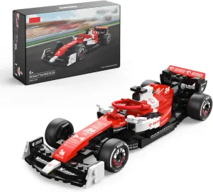 1:24 Racing Car Model Building Kit for Alfa Remeo F1 C42, Formula 1 Collectible Construction Set with 340 Pcs Bricks, Wide Gear, Brithday Gift for Boys, Girls, Kids Ages 6 , Red