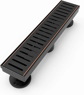 12 Inch Linear Shower Drain Rectangular Floor Drain with Accessories Capsule Pattern Cover Grate Removable SUS304 Stainless Steel CUPC Certified Oil Rubbed Bronze