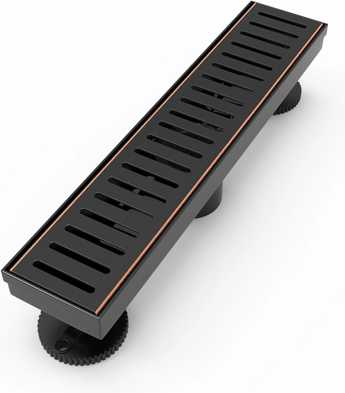 12 Inch Linear Shower Drain Rectangular Floor Drain with Accessories Capsule Pattern Cover Grate Removable SUS304 Stainless Steel CUPC Certified Oil Rubbed Bronze