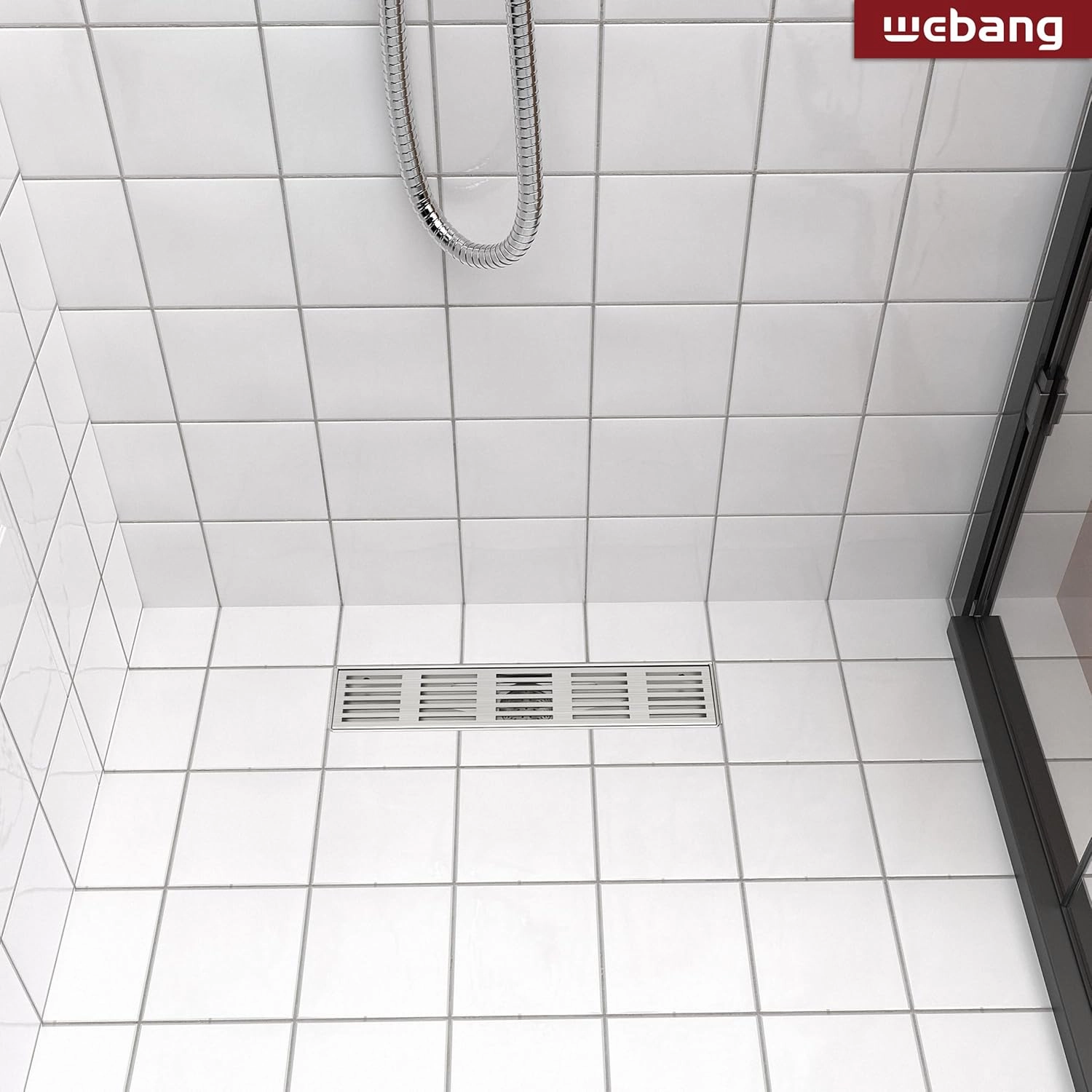 12 Inch Linear Shower Drain Rectangular Floor Drain with Accessories Fence Pattern Cover Grate Removable SUS304 Stainless Steel Watermark&CUPC Certified Brushed