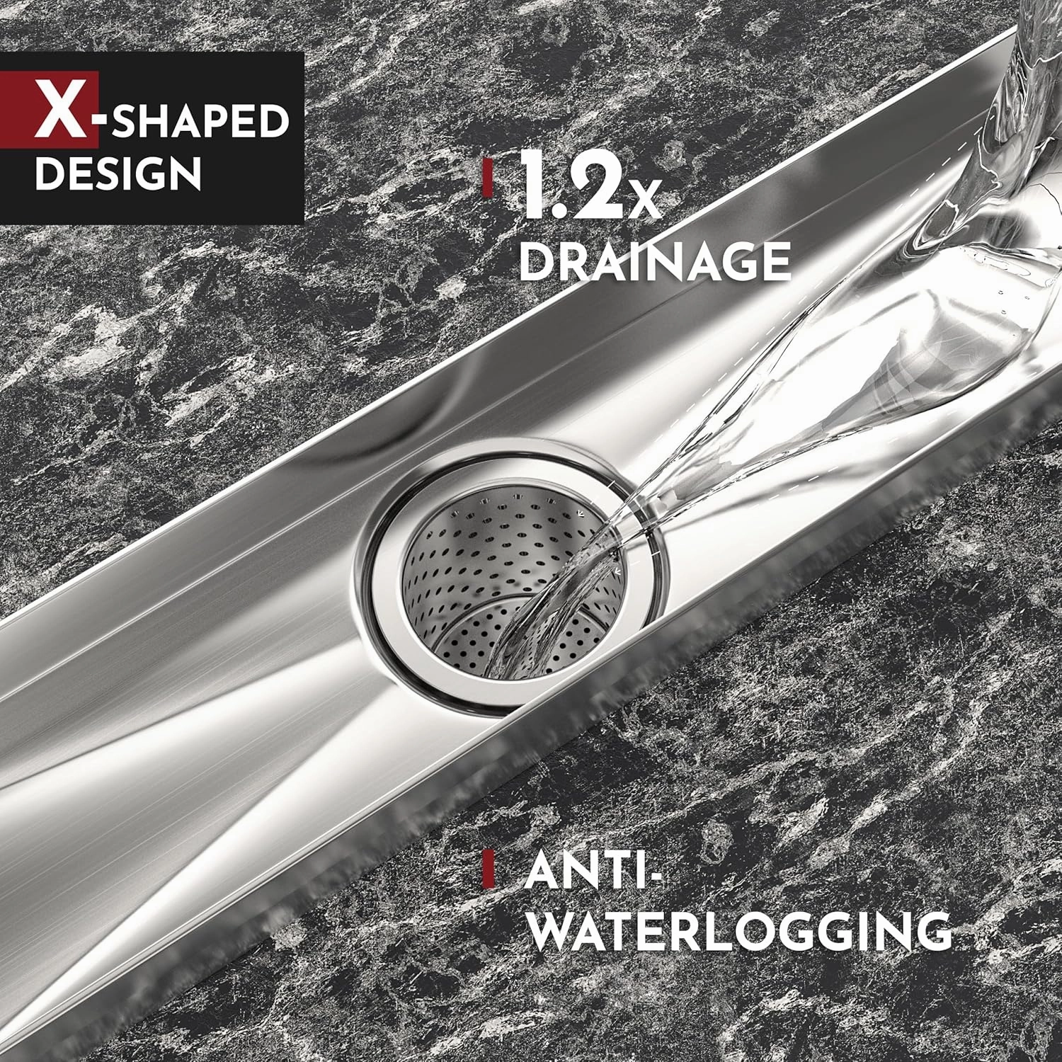 12 Inch Linear Shower Drain Rectangular Floor Drain with Accessories Fence Pattern Cover Grate Removable SUS304 Stainless Steel Watermark&CUPC Certified Brushed