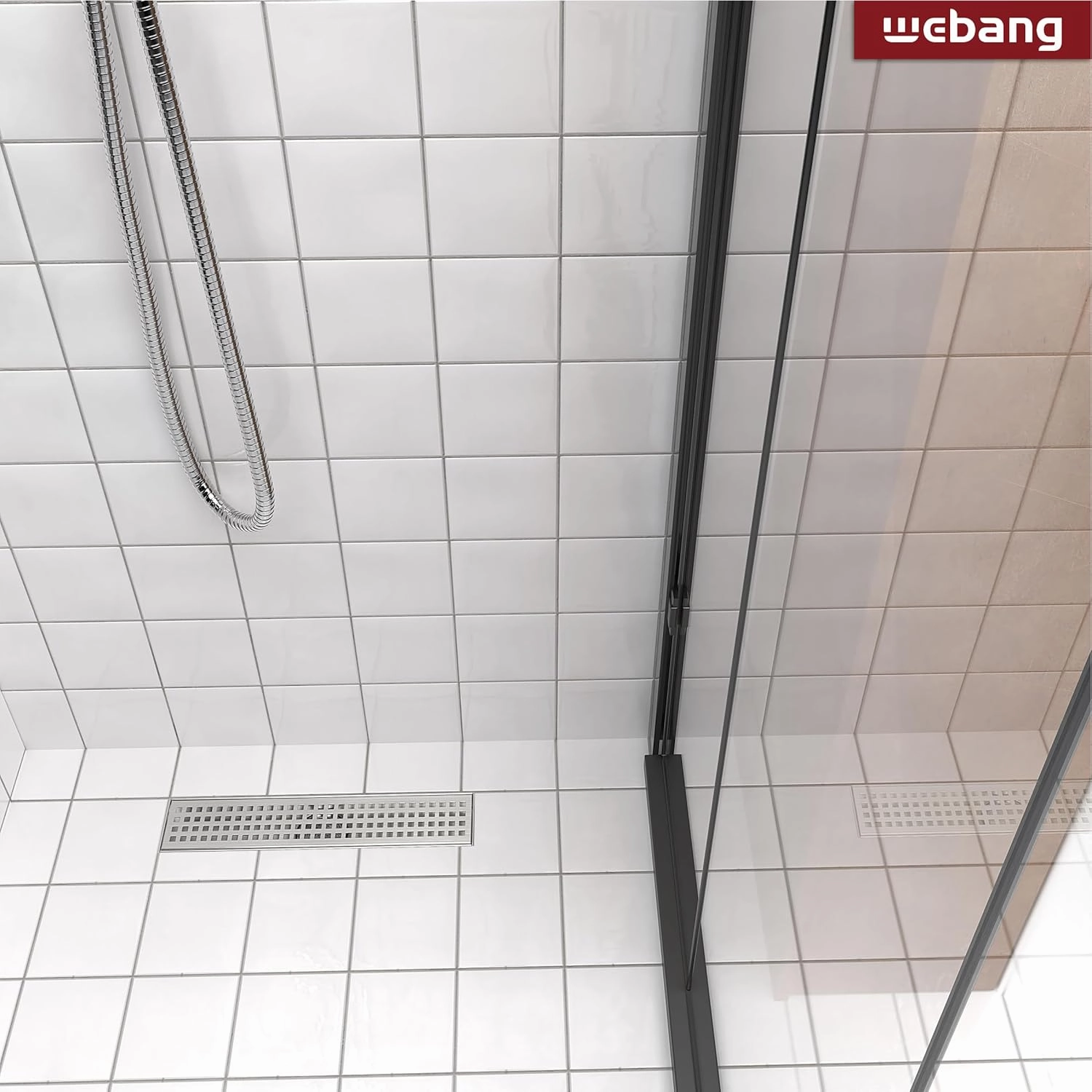 12 Inch Linear Shower Drain Rectangular Floor Drain with Accessories Square Hole Pattern Cover Grate Removable SUS304 Stainless Steel CUPC Certified Brushed