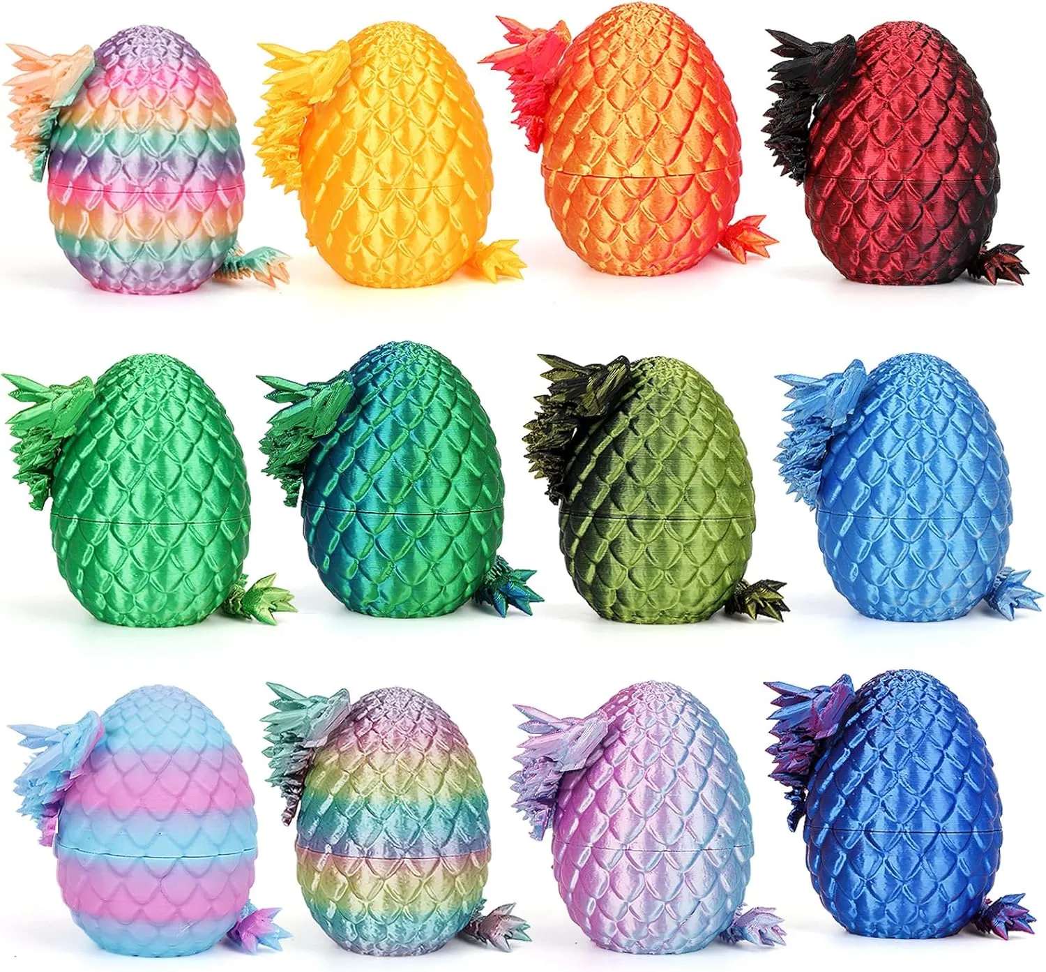 12PCS 3D Printed Dragon Eggs with Dragon Inside,3D Printed Articulated Dragon,Movable Dragon Realistic Slithering Design,3D Printed Dragon 3D Printed Dragon Toys Set - 8.7in