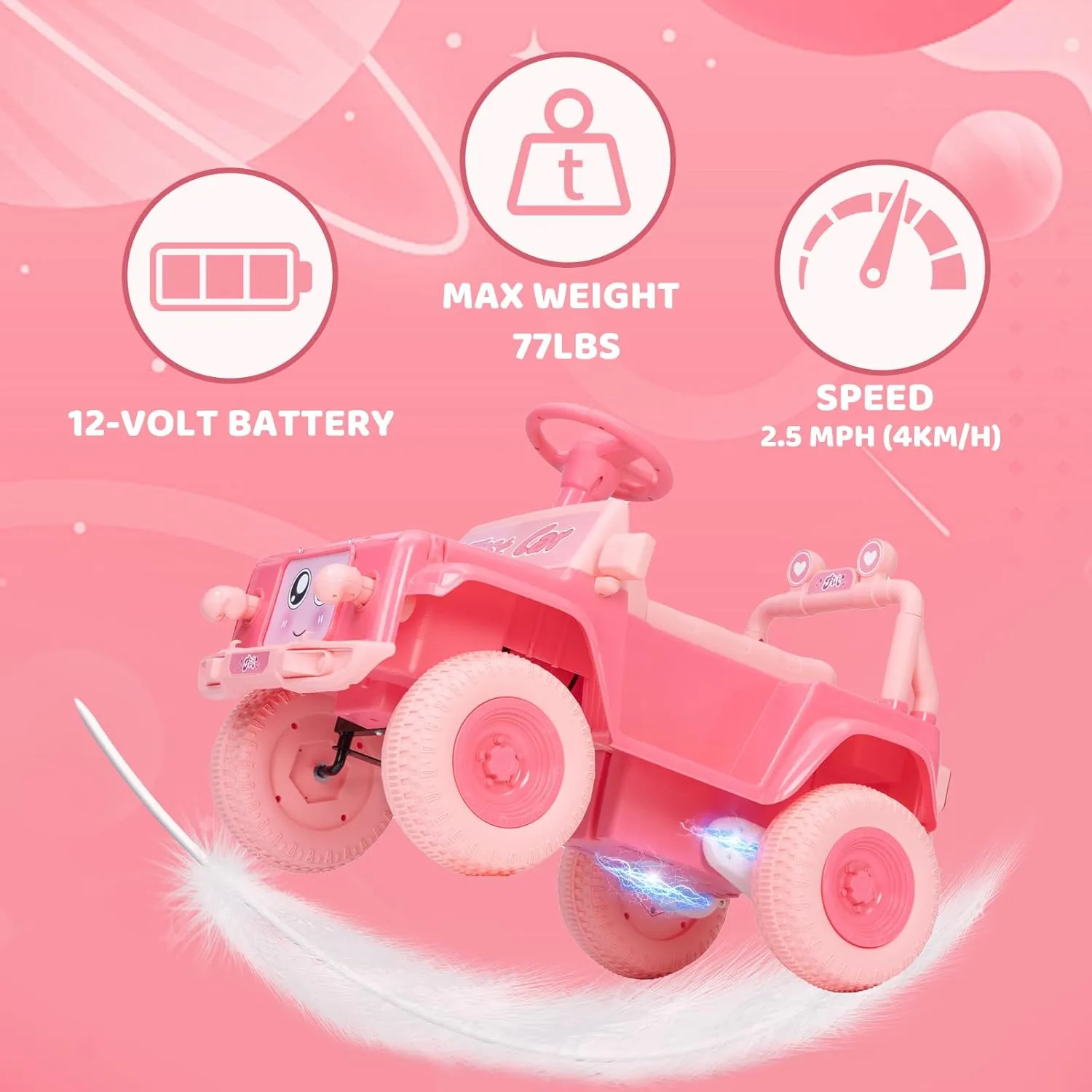 12V Electric Kids Ride On Car for Toddlers,Fist Interactive Powerful & Safe Ride-On Rechargeable Battery,Toy with Music, Mood Card, Foot Pedals for Boys & Girls Ages 3