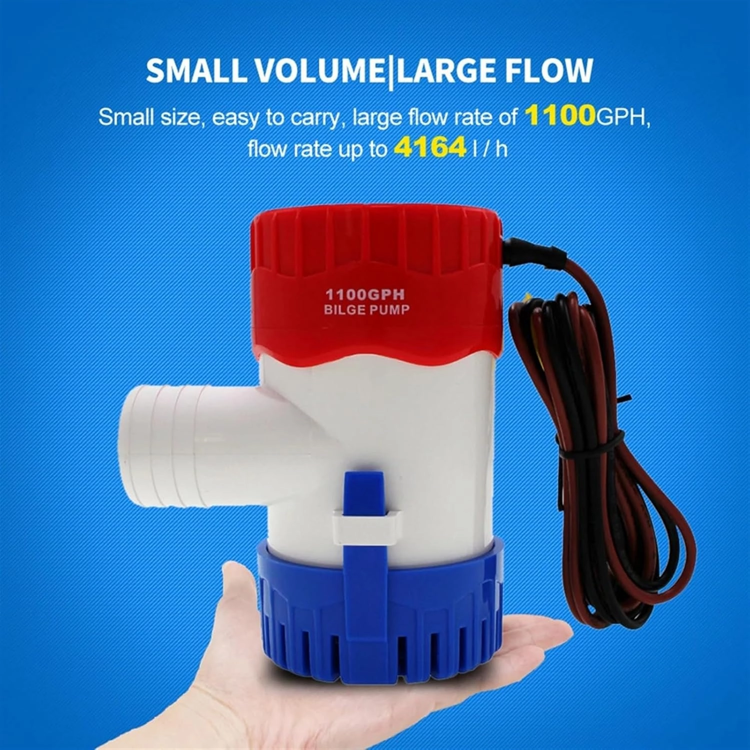12V 24V 220V 60L/min 1100GPH Bilge Pump Mini Boat Pumps 12 V Submersible Kayak Rule Water 24 Volt Garden Rinse Car Wash Bath(12V,MKBP-G1100)