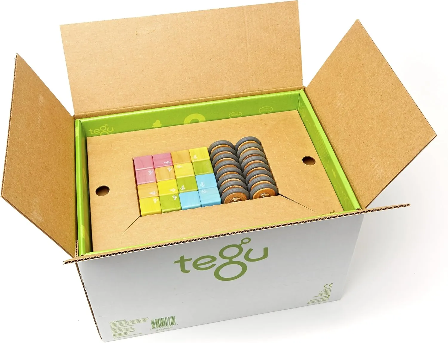 130 Piece Tegu Classroom Magnetic Wooden Block Set, Tints, 1-99 years old