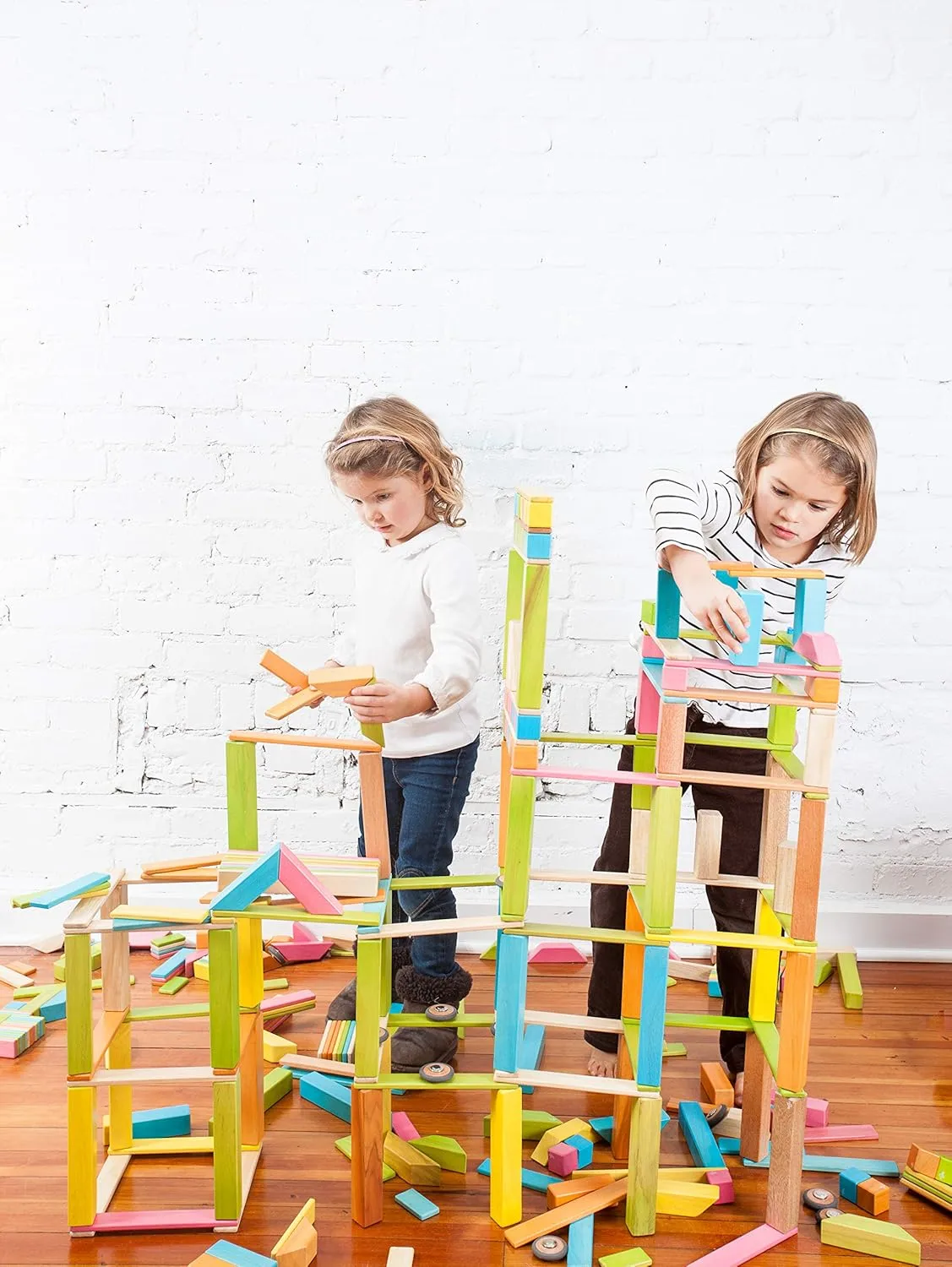 130 Piece Tegu Classroom Magnetic Wooden Block Set, Tints, 1-99 years old