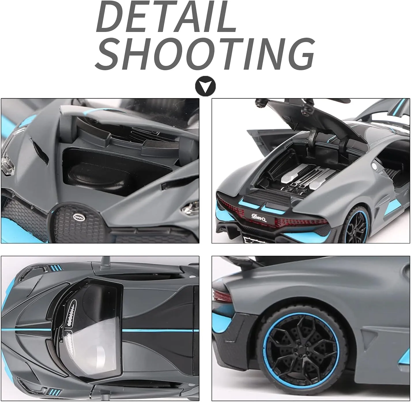 1:32 Bugatti Divo zinc Alloy Pull Back Car Diecast Electronic Toys with Lights and Music,Decorative,Mini Vehicles Toys for Kids,Boyfriend,Young Peoples Gift(Blue)