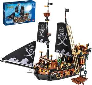 1328 Piece Pirate Ship Mini Building Kit, Creative Blocks of The Caribbean Adventure Construction Kits, Perfect Bricks Gift for Kids, Not Compatible with Major Brands