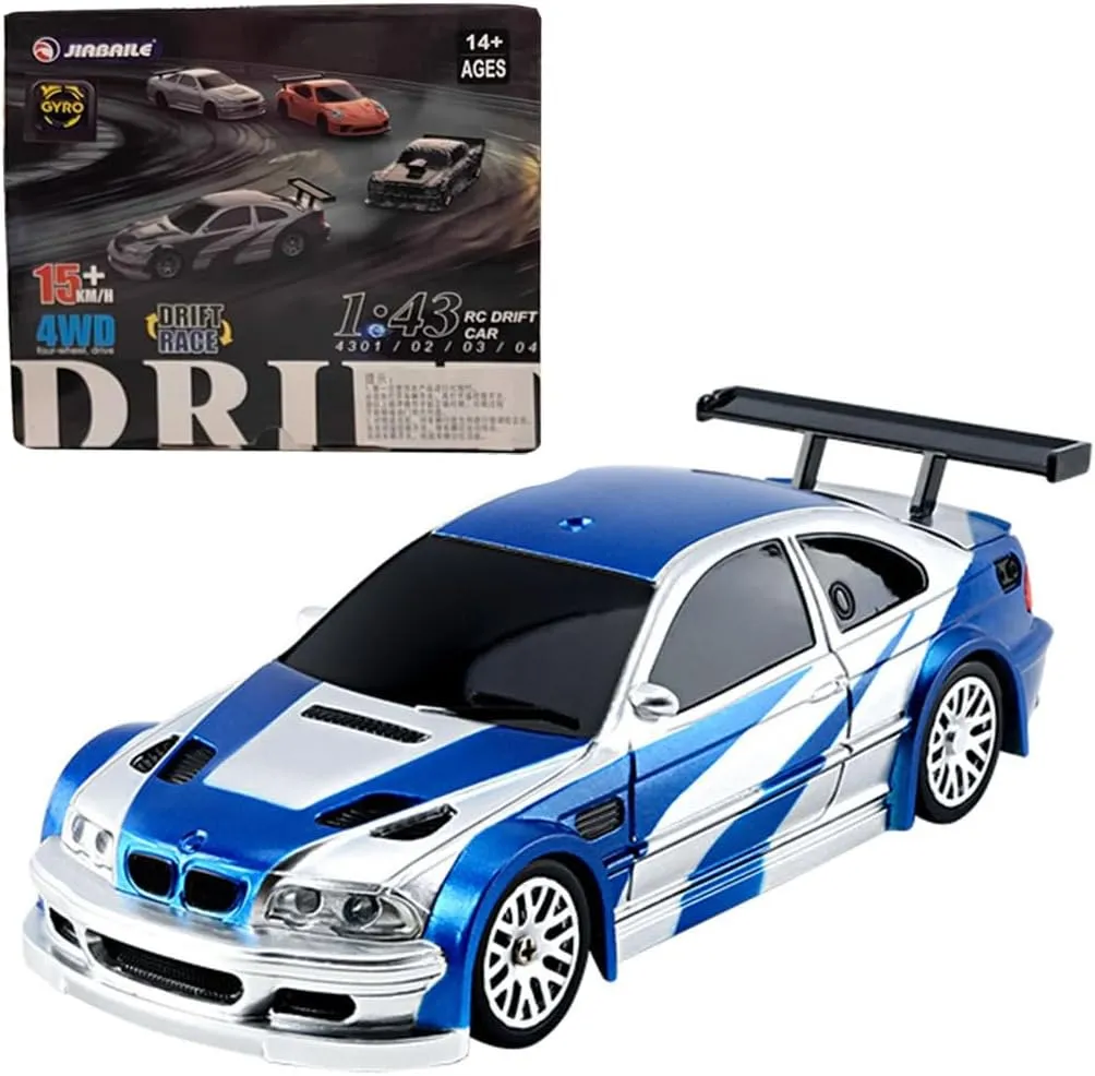 1/43 Scale 4WD Gyro Drift Car, 2.4G Full-Proportion High Speed 15KM/H, RC Electric Mini Racing Car Model, Indoor Mini RC Toys Hobbyist Gift (RTR Version)
