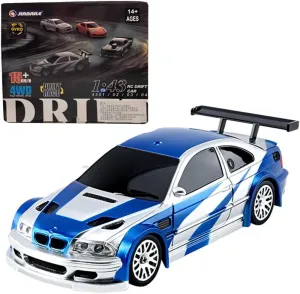 1/43 Scale 4WD Gyro Drift Car, 2.4G Full-Proportion High Speed 15KM/H, RC Electric Mini Racing Car Model, Indoor Mini RC Toys Hobbyist Gift (RTR Version)