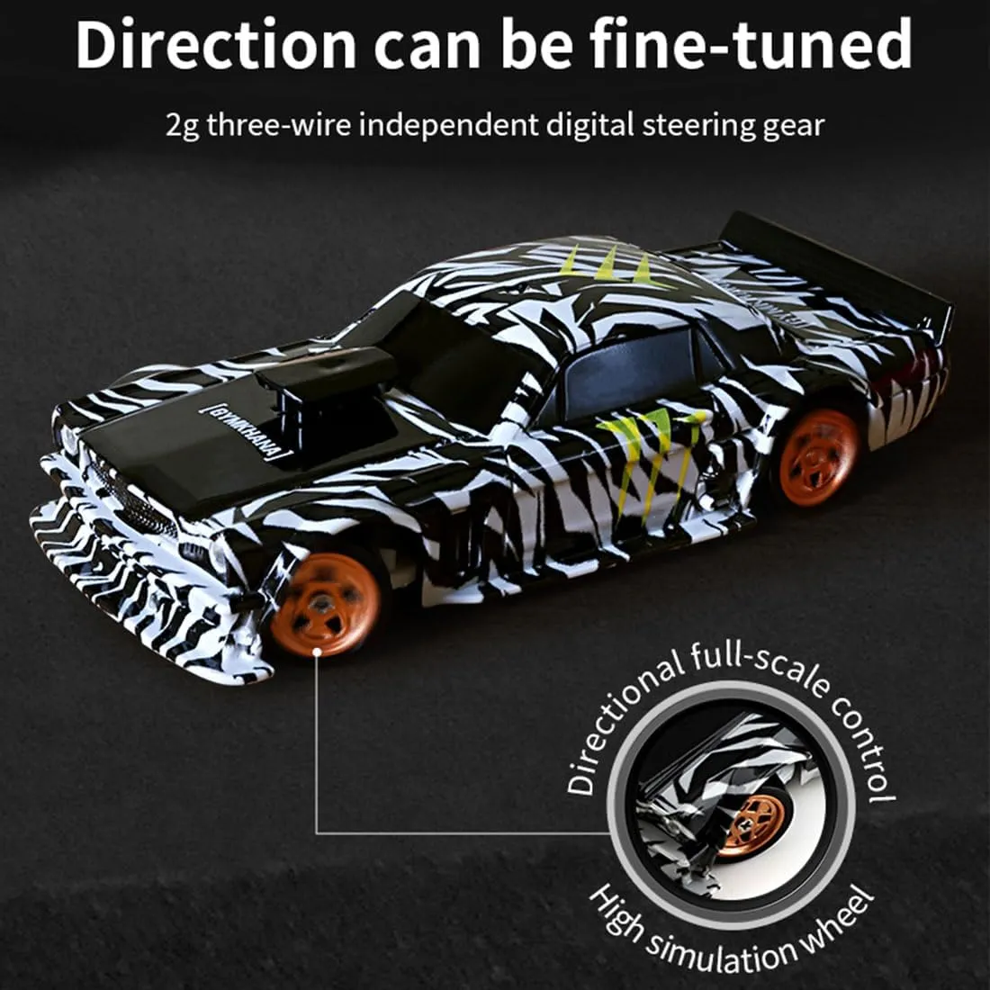 1/43 Scale RC Drift Car for Adult, Full Proportional 2.4G 4WD Remote Control Mini Drift Car Model, 15KM/H High Speed Racing Vehicle with Lights Kit