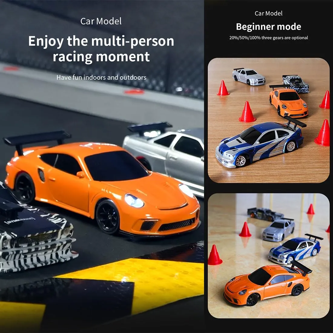 1/43 Scale RC Drift Car for Adult, Full Proportional 2.4G 4WD Remote Control Mini Drift Car Model, 15KM/H High Speed Racing Vehicle with Lights Kit