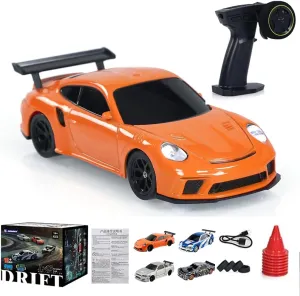 1/43 Scale RC Mini Drift Car with Lights Kit, 2.4G Electric 4WD RC Racing Vehicle Remote Control High-Speed Car for Boys Adults - RTR Version