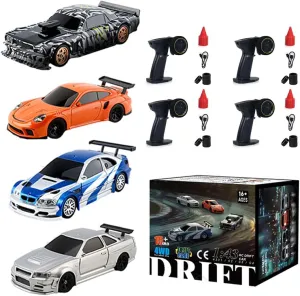 1/43 Scale RC Mini Racing Car, Full Proportional Electric Mini Racing Drift Car Model with Lights Kit (RTR) - Regular Version