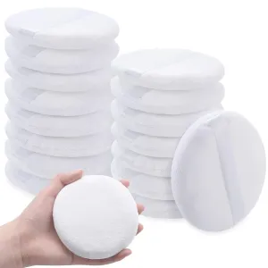 16 Pcs 4 Inch Large Washable Powder Puff for Body Round Loose Soft Velour Powder Puff,white