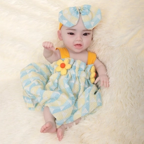 18.5inch Full Body Silicone Reborn Baby Dolls Not Vinyl Realistic Newborn Dolls Girl Soft Pure Silicone Doll Birthday Gifts for Kids Collectible Washable (Nude,No Hair-No Skeleton)