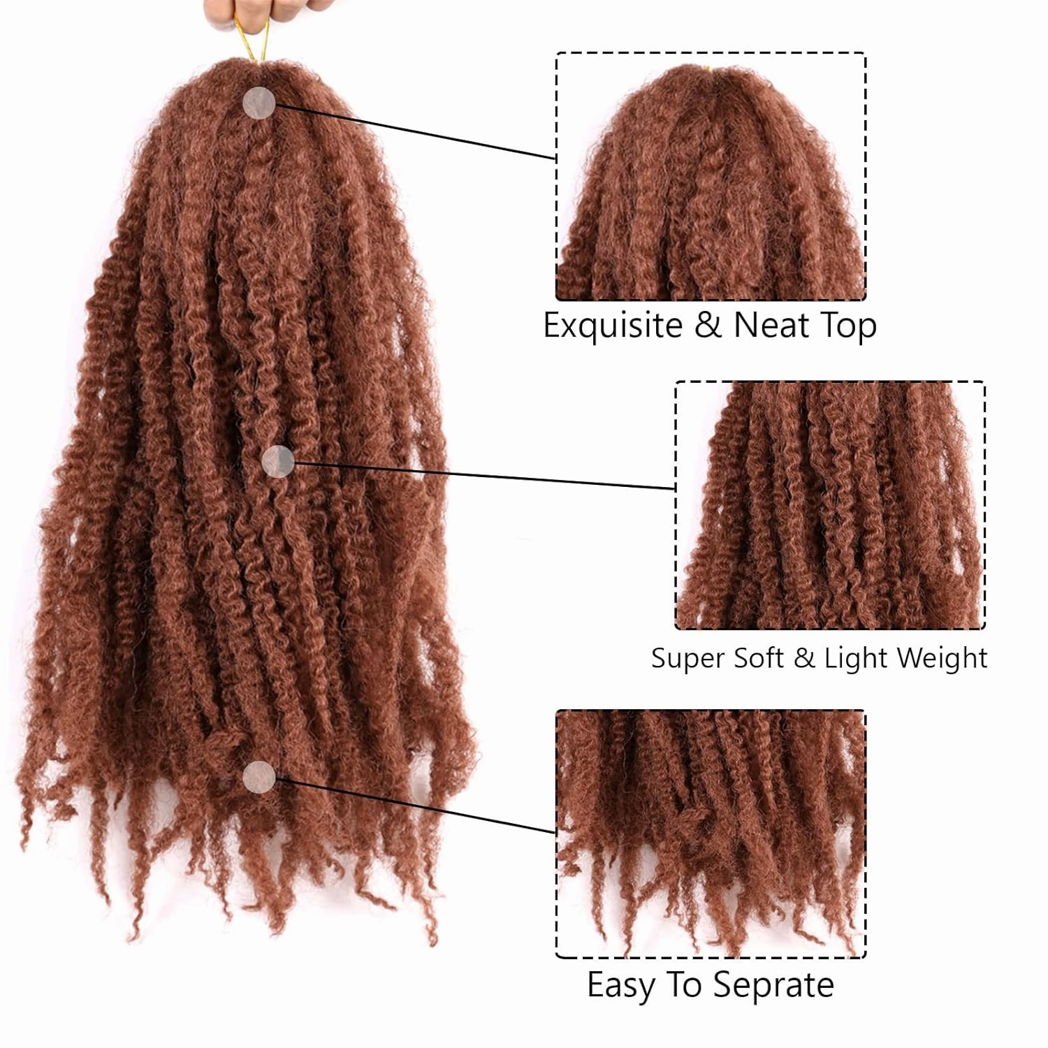 18 Inches Pack of 3 Marley Hair For Faux Locs Soft & Bouncy Cuban Twist Hair Synthetic Kanekalon Kinky Twist Hair For Braiding Crochet Marley Twist Braiding Hair For Black Woman #30