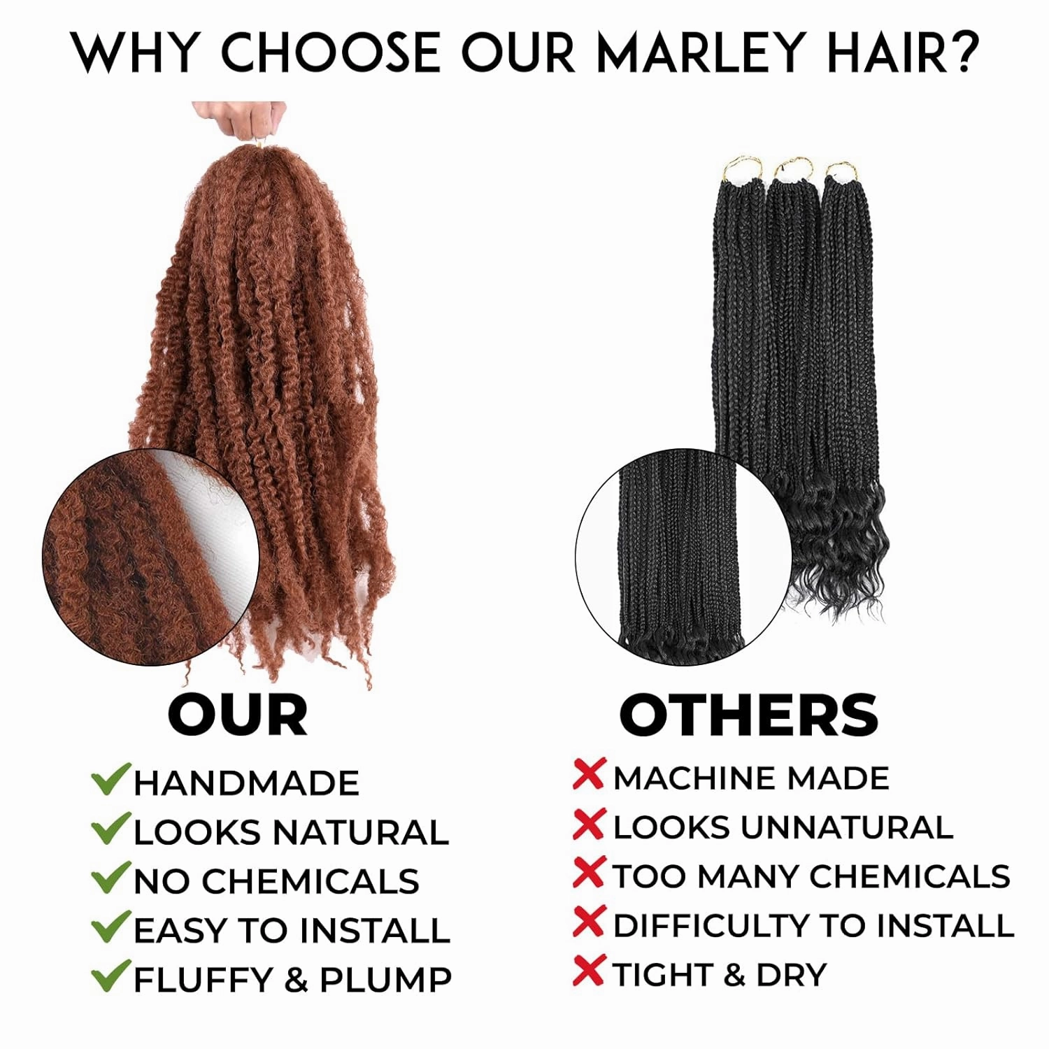 18 Inches Pack of 3 Marley Hair For Faux Locs Soft & Bouncy Cuban Twist Hair Synthetic Kanekalon Kinky Twist Hair For Braiding Crochet Marley Twist Braiding Hair For Black Woman #30