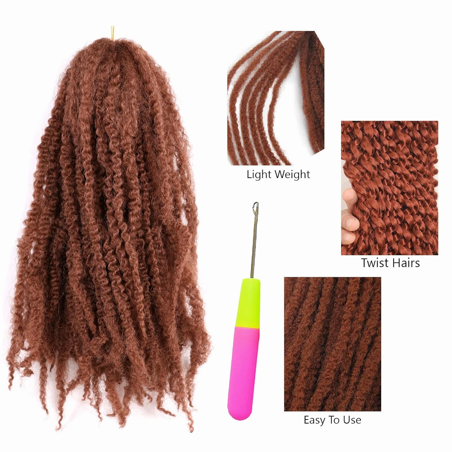 18 Inches Pack of 3 Marley Hair For Faux Locs Soft & Bouncy Cuban Twist Hair Synthetic Kanekalon Kinky Twist Hair For Braiding Crochet Marley Twist Braiding Hair For Black Woman #30