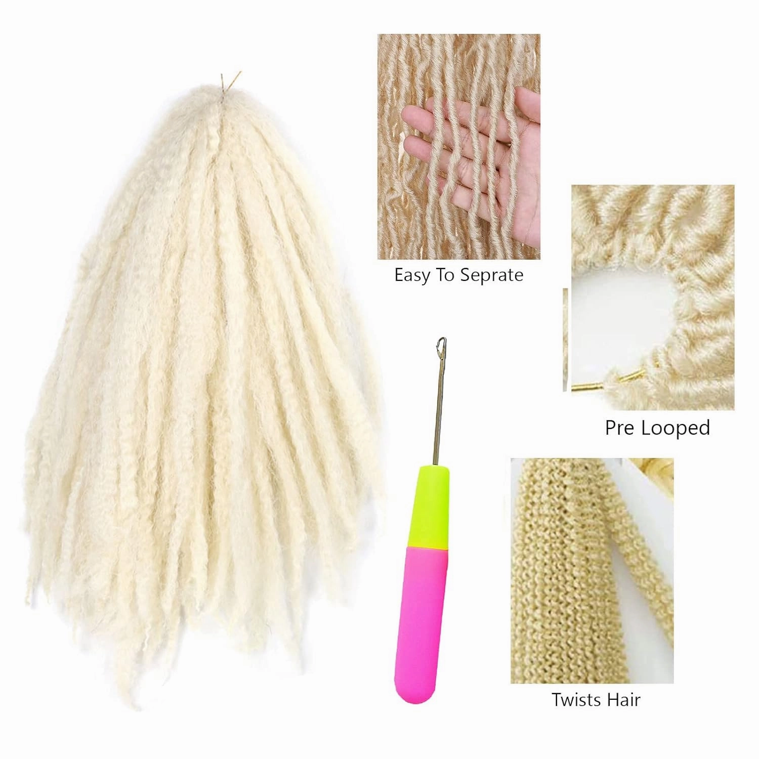 18 Inches Pack of 3 Marley Hair For Faux Locs Soft & Bouncy Cuban Twist Hair Synthetic Kanekalon Kinky Twist Hair For Braiding Crochet Marley Twist Braiding Hair For Black Woman #613