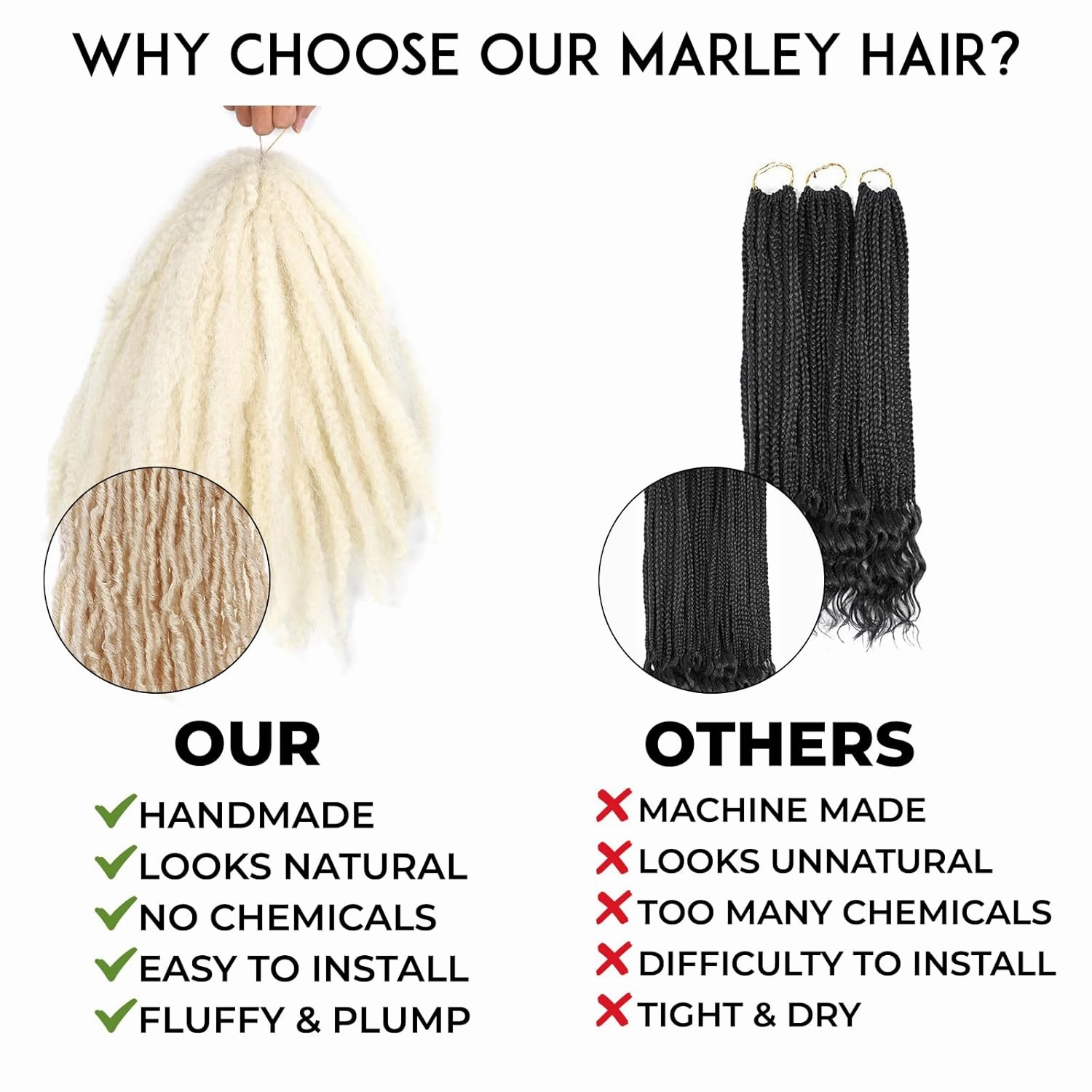 18 Inches Pack of 3 Marley Hair For Faux Locs Soft & Bouncy Cuban Twist Hair Synthetic Kanekalon Kinky Twist Hair For Braiding Crochet Marley Twist Braiding Hair For Black Woman #613