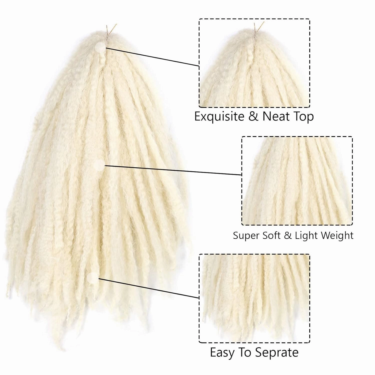 18 Inches Pack of 3 Marley Hair For Faux Locs Soft & Bouncy Cuban Twist Hair Synthetic Kanekalon Kinky Twist Hair For Braiding Crochet Marley Twist Braiding Hair For Black Woman #613