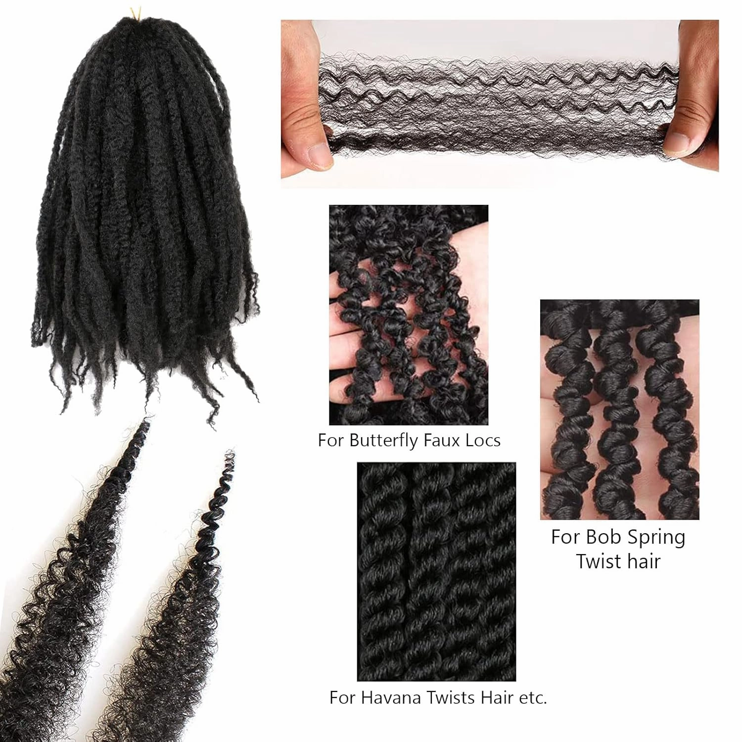 18 Inches Pack of 6 Marley Hair For Faux Locs Soft & Bouncy Cuban Twist Hair Synthetic Kanekalon Kinky Twist Hair For Braiding Crochet Marley Twist Braiding Hair For Black Woman 1B / Natural Black