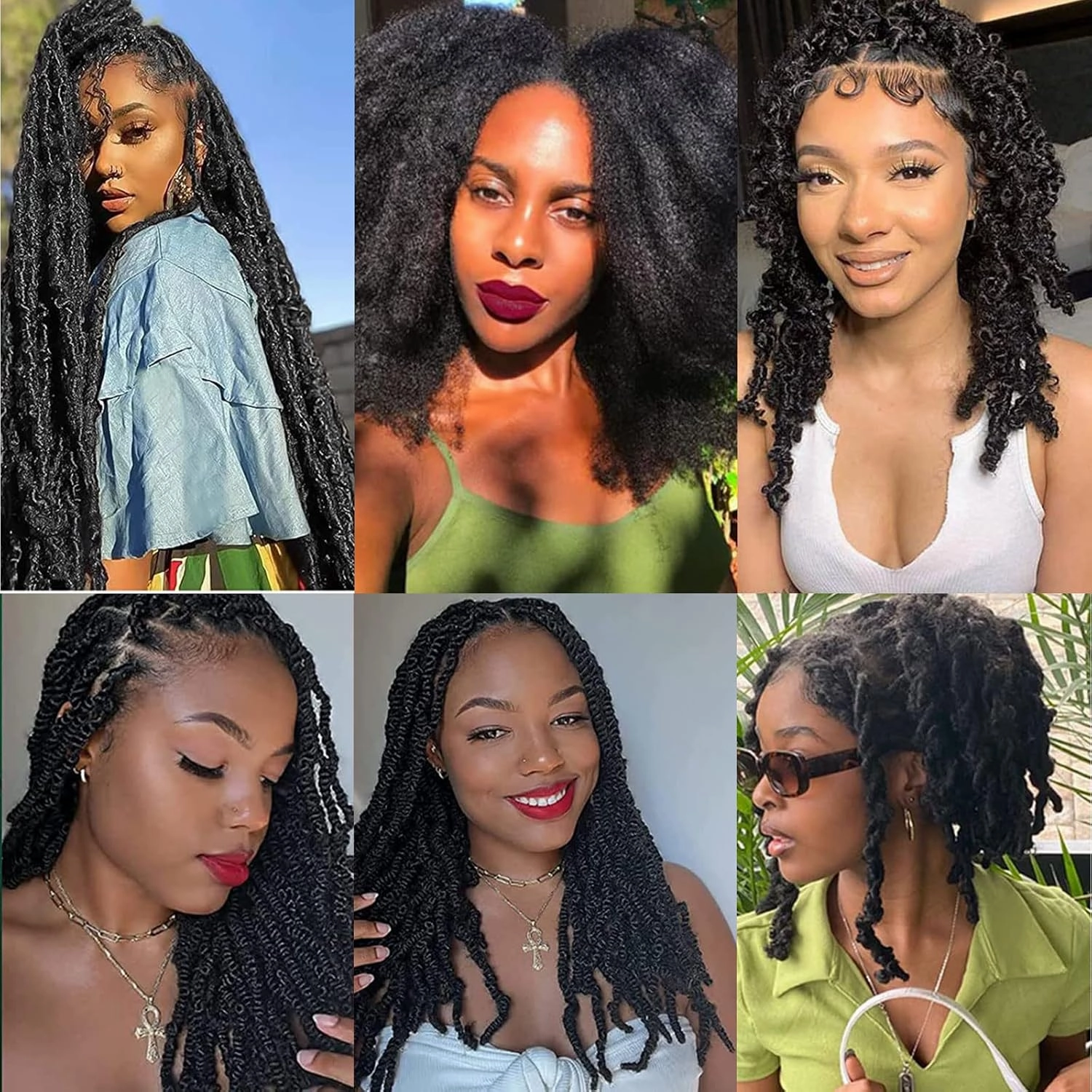 18 Inches Pack of 6 Marley Hair For Faux Locs Soft & Bouncy Cuban Twist Hair Synthetic Kanekalon Kinky Twist Hair For Braiding Crochet Marley Twist Braiding Hair For Black Woman 1B / Natural Black