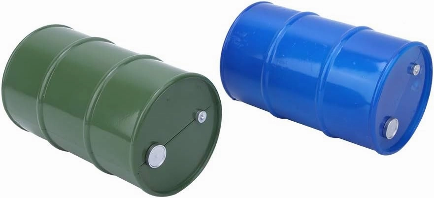 1/10 Oil Drum, Metal Mini Oil Drum Container 2PCS RC Crawler Decor, Oil Drum RC Crawler Accessory Mini Oil Drum Container Decoration for Toy Car 1/10 RC Crawler(Blue-Green)