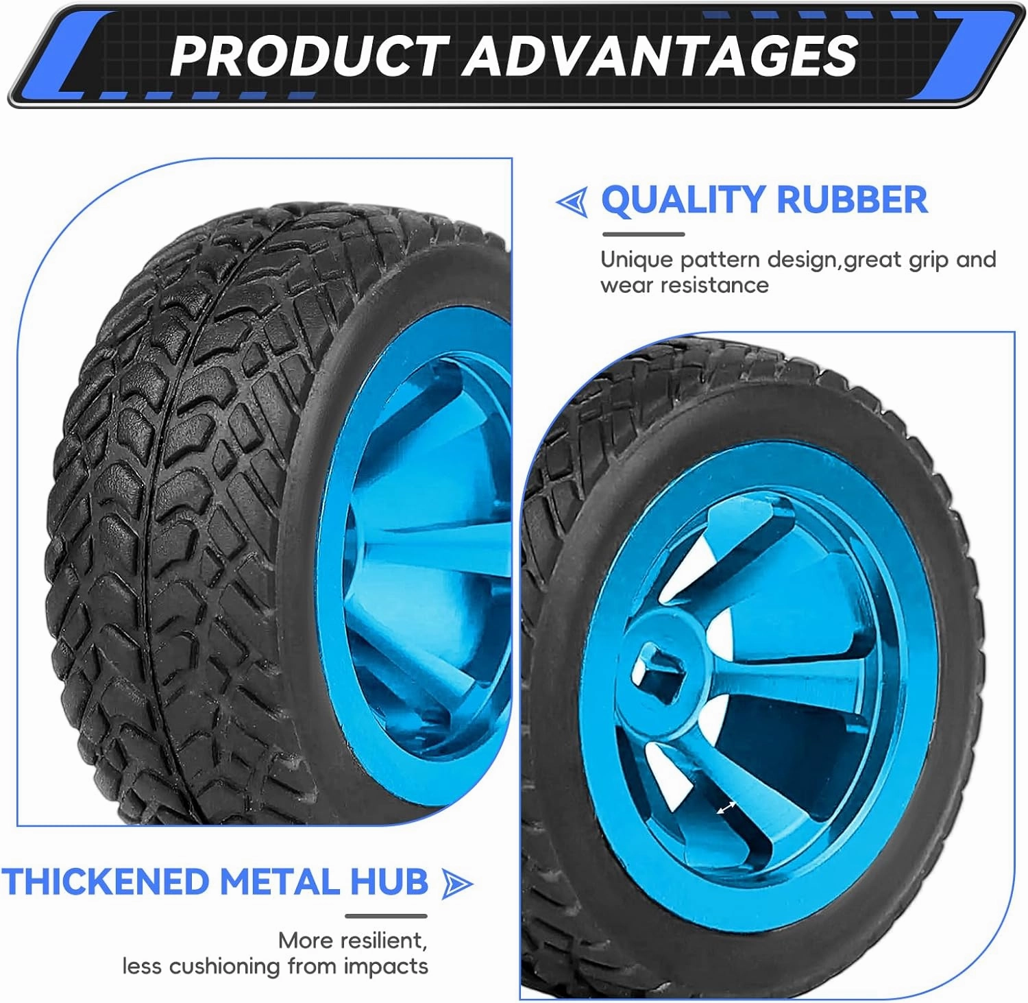 1/28 RC Drift Car Tires and Wheels Pre-glued Compatible with WLtoys K969 K989 P929 Kyosho Mini-Z Mini-Q (Blue)