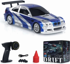 1/43 RC Scale Ready to Go Race Car Remote Control Drift 4WD Mini Lights System 4WD Racing Car RC Full Proportional 2.4g Mini Race Toy Gift Radio Control High Speed Model Without Gyro